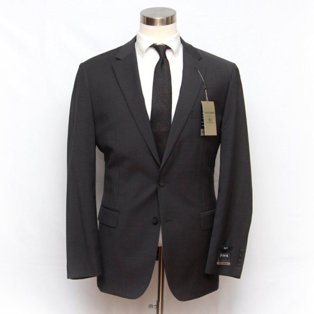 Jos A Bank Mens Blazer Sport Coat Size 46L Grey‎ SLIM FIT D060385